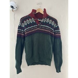 VTG Polo Ralph Lauren Fair Isle Sweater Size S Nordic Knit Cotton Linen Holiday